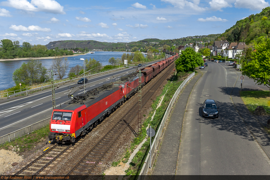 Die beiden DB 189 033 und 189 030 am 19. April 2014 mit dem Erzzug der  Relation Rotterdam Maasvlakte – Dillingen (Saar)